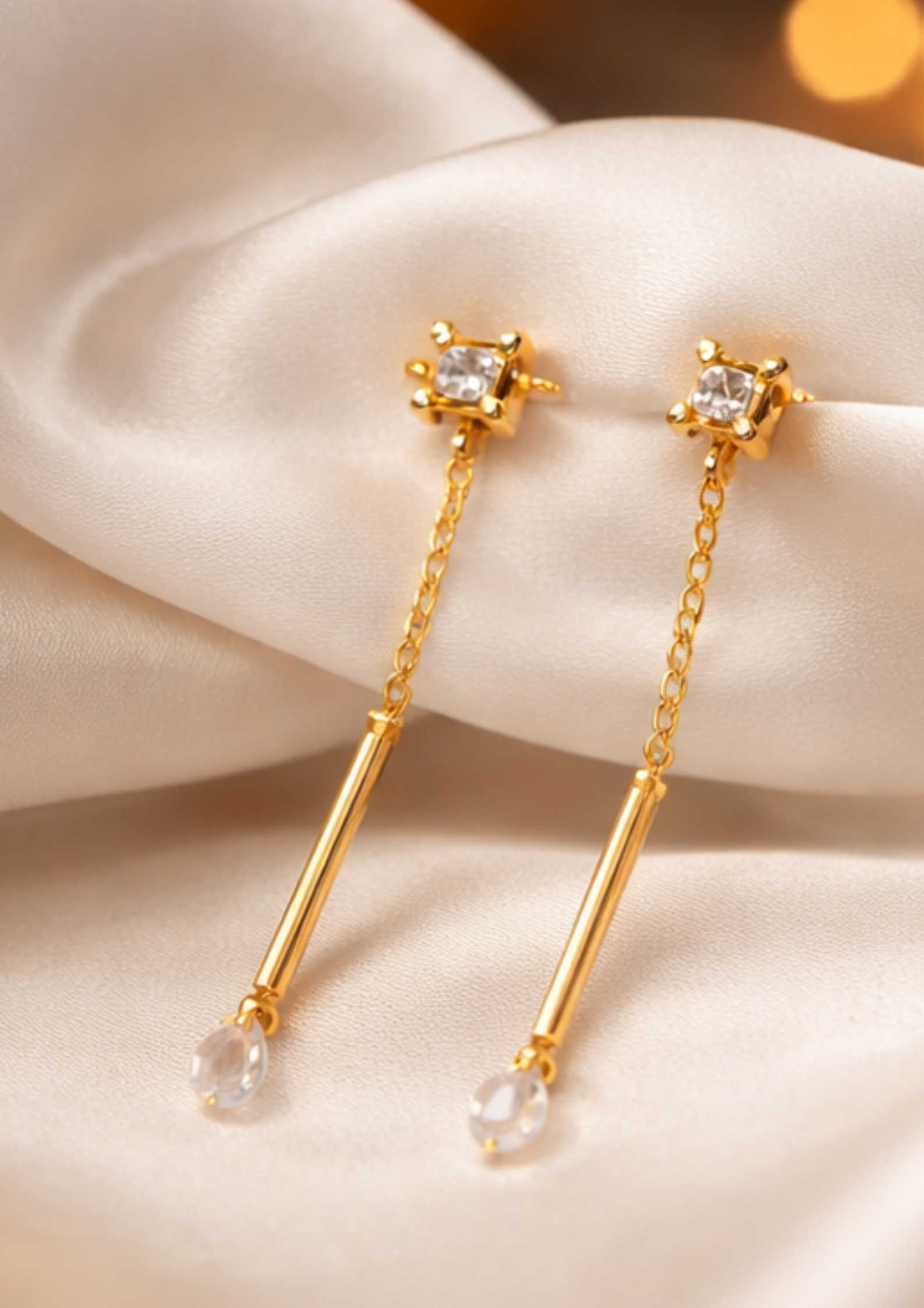 Golden Fragment Chain Earrings