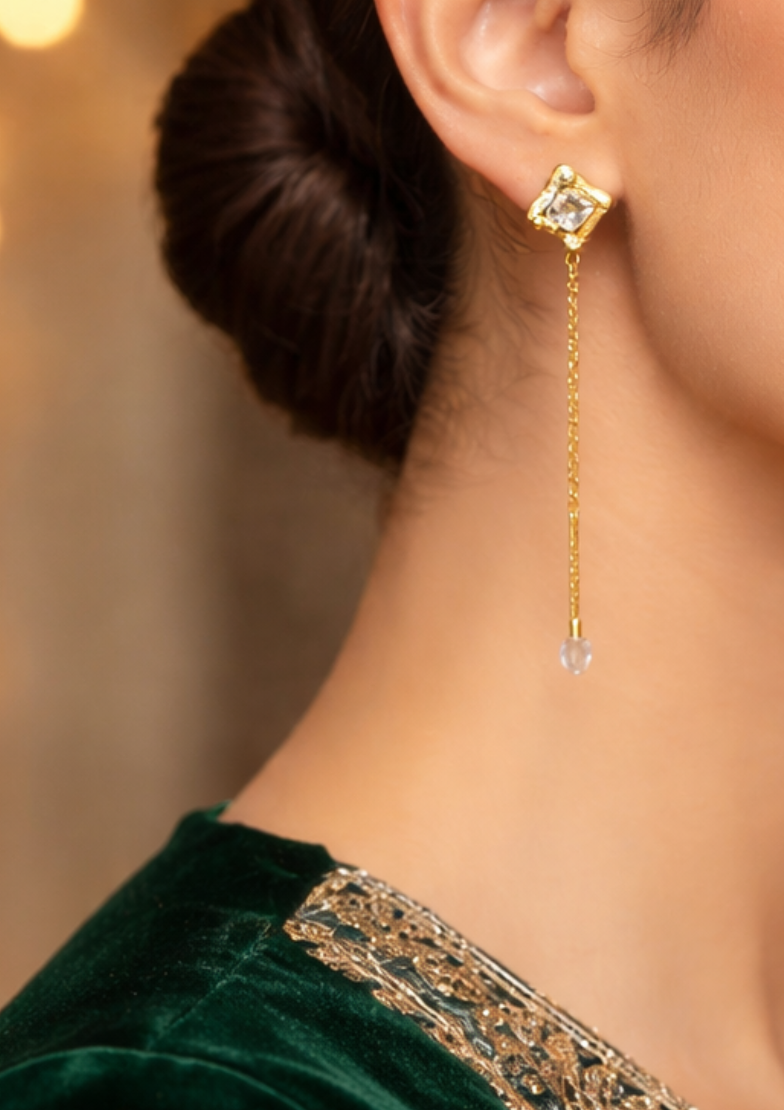 Golden Fragment Chain Earrings