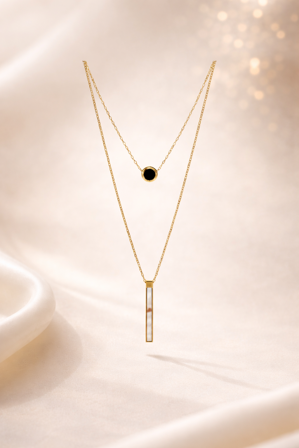 Golden Aura Onyx Pearl Necklace