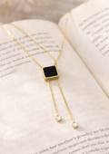 Black Onyx Square Charm Pendant