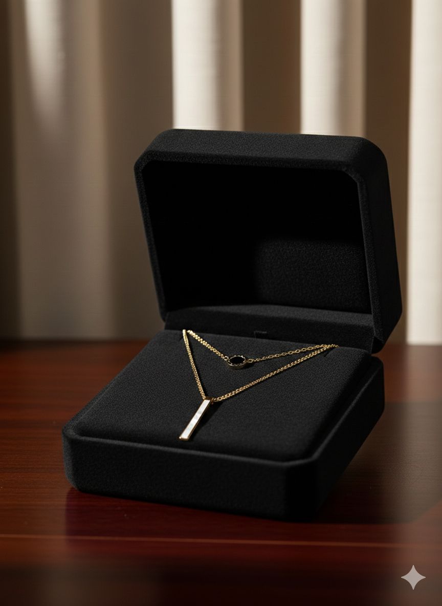 Golden Aura Onyx Pearl Necklace