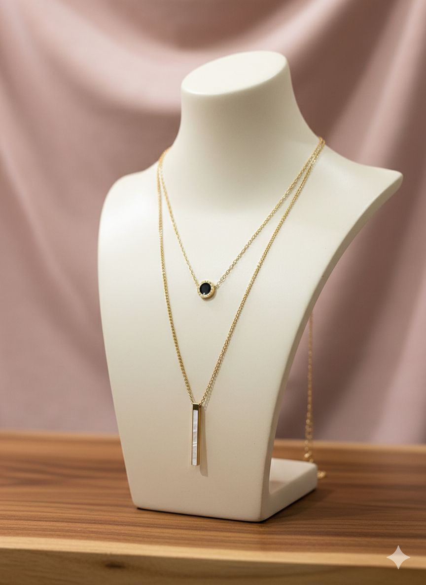 Golden Aura Onyx Pearl Necklace