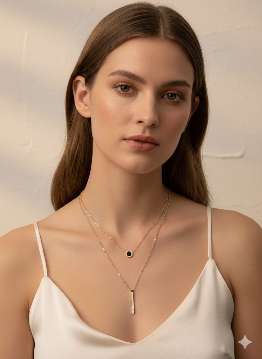 Golden Aura Onyx Pearl Necklace