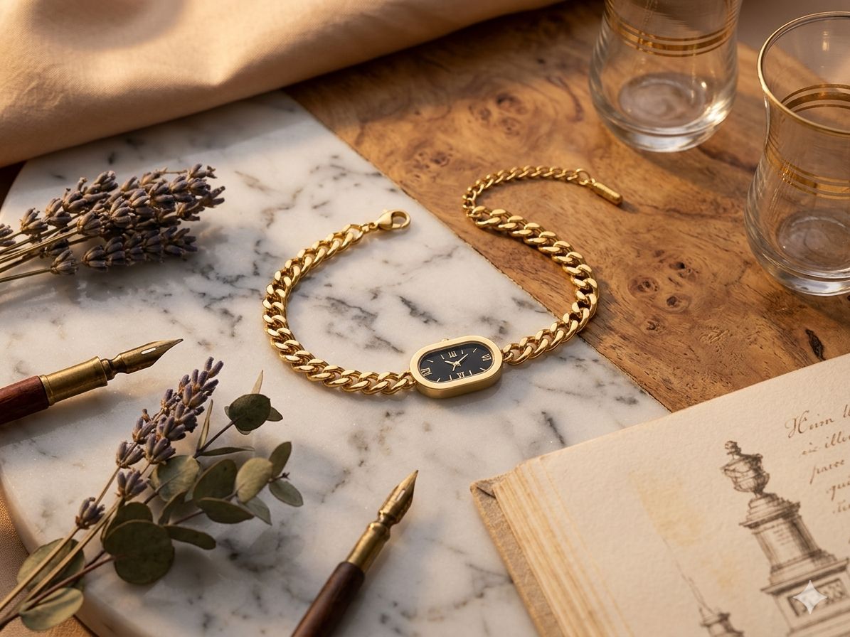 Elegant Gold Chain watch style Bracelet