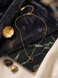 Gold Black Heart Pendant Necklace