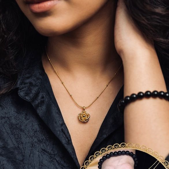 Trendy Golden Rose Pendant