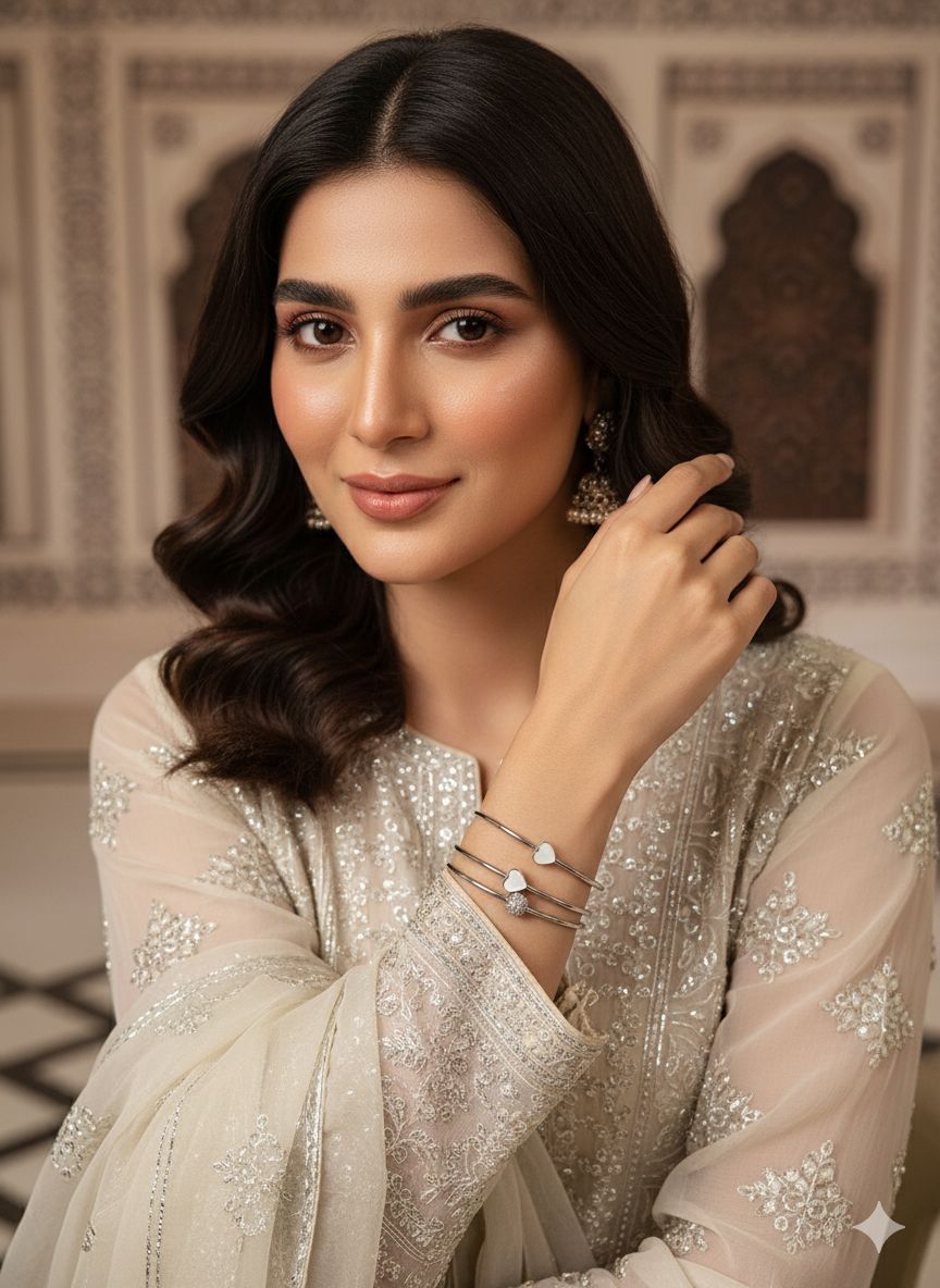 Elegant Silver Love Bangle