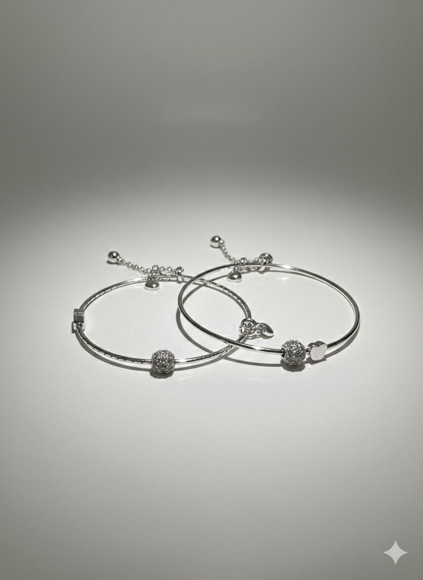 Elegant Silver Love Bangle