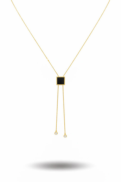 Black Onyx Square Charm Pendant