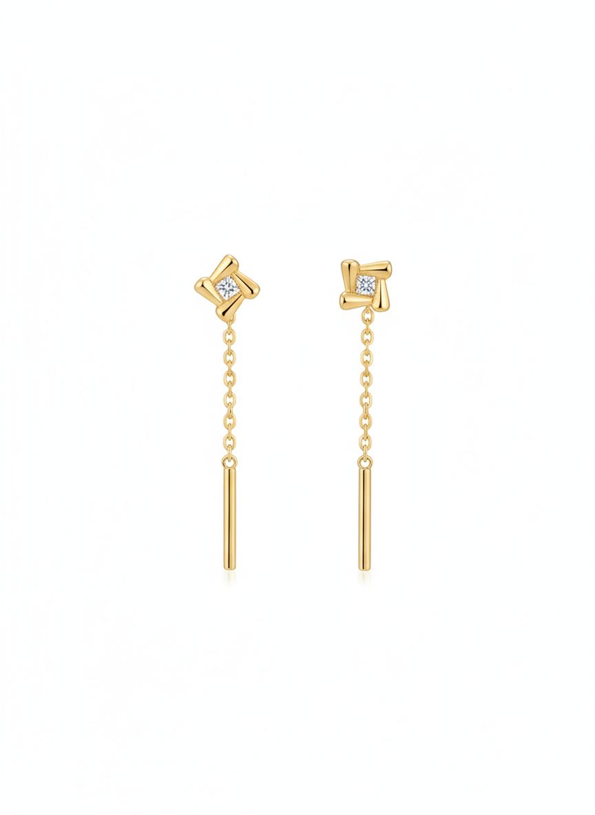 Golden Fragment Chain Earrings