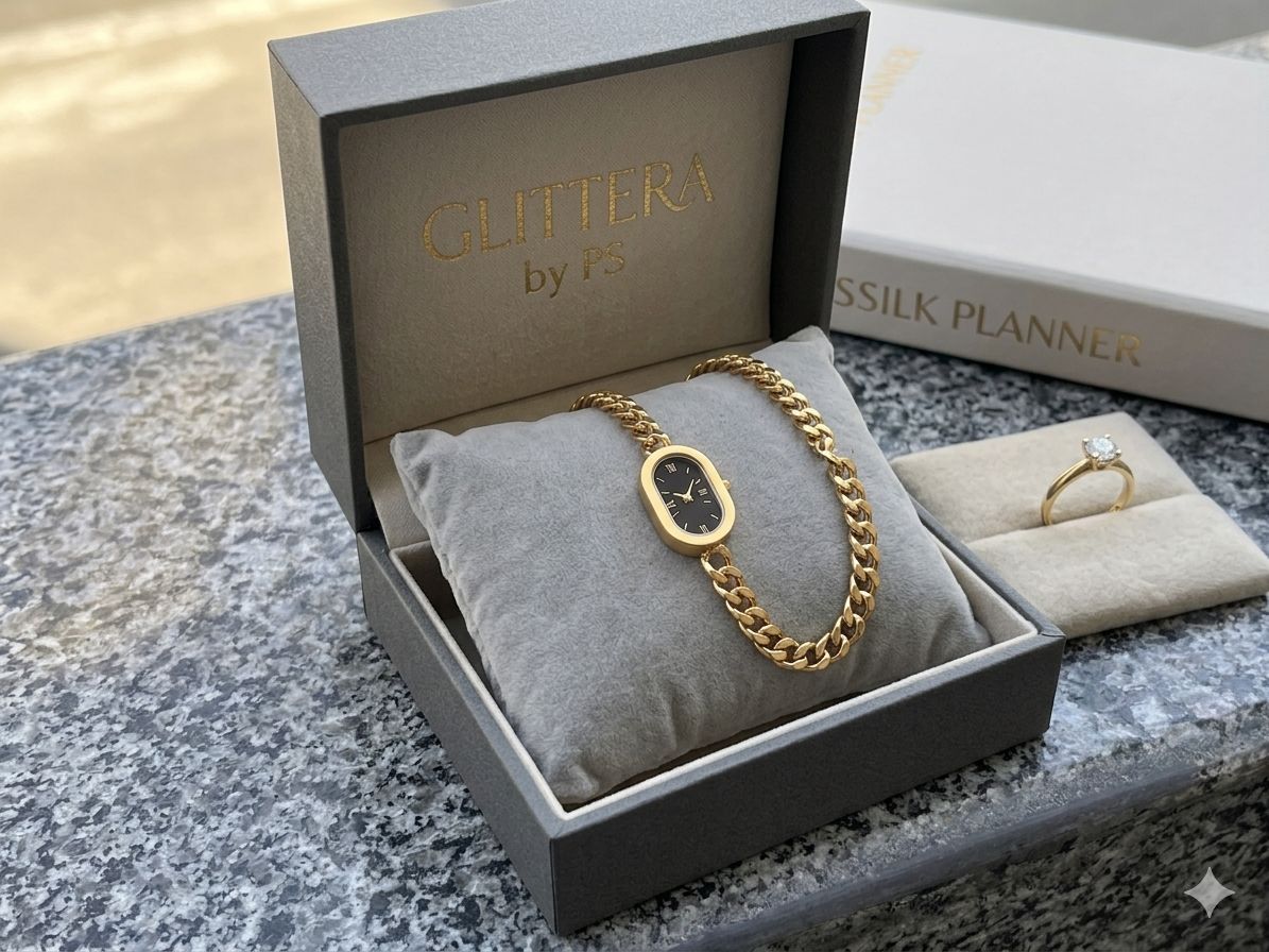 Elegant Gold Chain watch style Bracelet