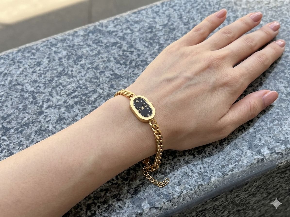 Elegant Gold Chain watch style Bracelet